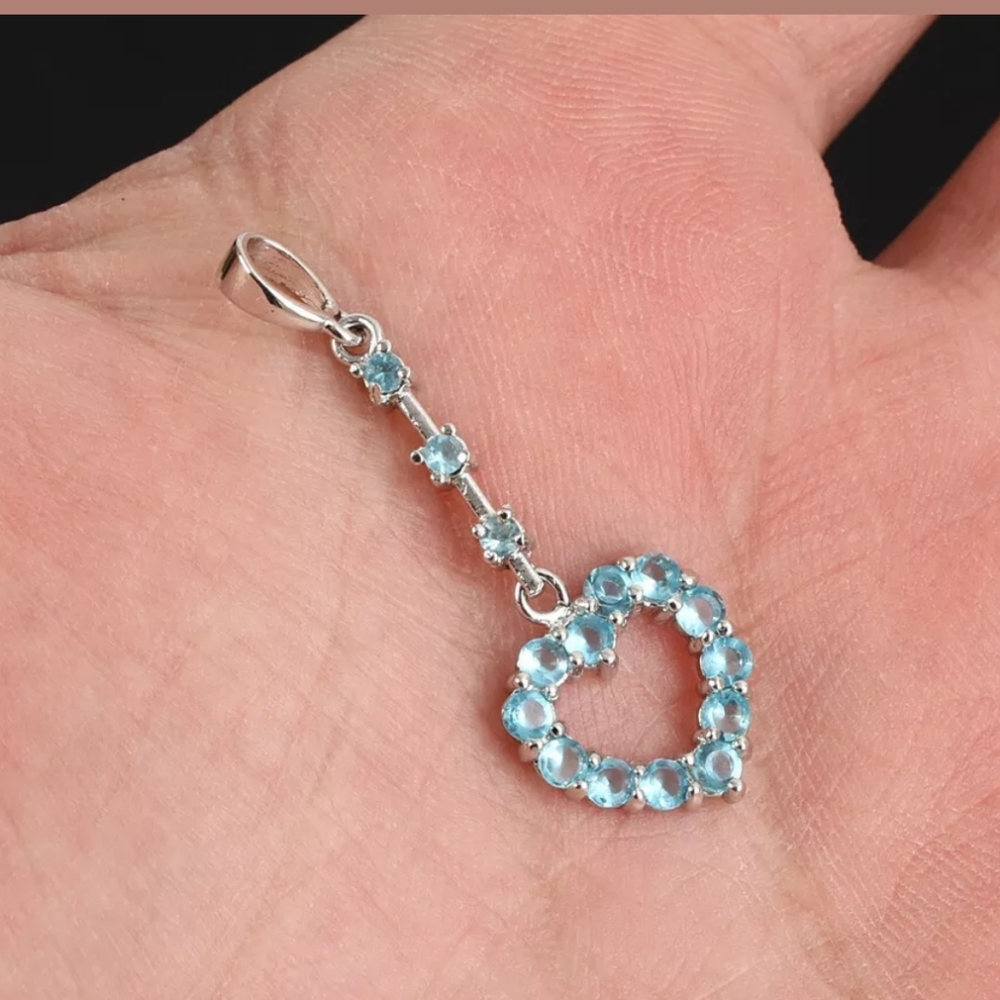 Aquamarine sterling silver heart pendant - Picture 4 of 4